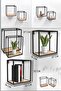 Decorative 2-Piece Cube Set Black Metal Wall Shelf Bookshelf Planter Wooden Table 15 Kg Load Capacity - 3