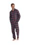 Men's woven plaid pajama set with pocket detail