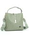 Women's Green Lock Detailed 3 Compartment Hand and Shoulder Bag 2055MH - 4