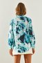 Women's Mint Green Satin Textured Marble Patterned Shirt 22239 60251643 - 5