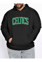 Unisex Black Oversize Size 3 Threaded Threaded Oversize Hooded Celtic Printed Cotton Sweatshirt