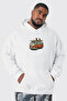 Unisex White Oversize Size 3 Threaded Threaded Oversize Hooded Vosvos Retro Caravan Printed Sweatshirt