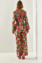 Women's Pink Belt Detailed Palazzo Trousers Patterned Bottom-Top Set 21255 60251654 - 2
