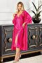 Satin Lace Detailed Nightgown Dressing Gown Double Set 2612 Fuchsia