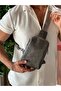 Men's Shoulder Bag Cross Chest and Backpack Body Bag Gray Vegan Leather Etn-72-G - 4