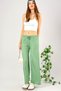 Women's Elastic Waist Wide Leg Oversize Wrinkled Fabric Long Mint Green Palazzo Trousers - 3