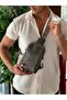 Men's Shoulder Bag Cross Chest and Backpack Body Bag Gray Vegan Leather Etn-72-G - 7