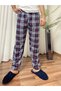 Men's Pocketless Elastic Waist Pajama Bottoms Dark Navy Blue Square - 3