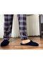 Men's Pocketless Elastic Waist Pajama Bottoms Dark Navy Blue Square - 8