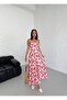 Women's Rope Strap Gloped Lined Floral Maxi Dress