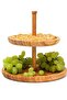 2 Layer Bamboo Serving Plate Presentation Holder - 4