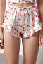 Powder-Multicolor Cherry Ruffle and Back Strap Satin Shorts Woven Pajama Set Thmss23Pt00048 - 5