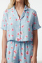 Light Blue Floral Frilly Viscose Woven Pajamas Set Thmss23Pt00167 - 3