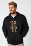 Unisex black teddy bear robot print cardigan zip-up hooded jacket teddy bear cardigan - 2