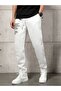 Succes Grows Sweatpants Jogger - White Printed Elastic Leg High Waist - 2