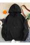 Enya Jewelry Slagon Printed Black Hooded Sweatshirt - 2