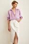 Women's Purple Color V-Neck Loose Fit Straight Basic Premium Satin Fabric Shirt Cn100951 - 2