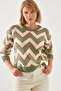 Women's Green Jacquard Sweater 20246207 - 5