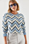 Women's Baby Blue Jacquard Sweater 20246207 - 3