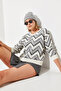 Women's Gray Jacquard Sweater 20246207 - 4