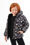 Girl's Fleece Hooded Flower Patterned Winter Puffer Coat