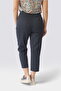 30210 Dark Blue Ankle-Length Cotton Pants with Hidden Elastic Waistband - 6