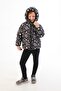 Girl's Fleece Hooded Flower Patterned Winter Puffer Coat - 4