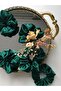 10-Piece Henna Night Gift Emerald Green Bridesmaid Satin Buckle Set - 3