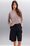 Basıl Women's Oversize 100% Organic Cotton Knitted Long Sleeve Mink T-Shirt - 4