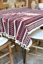 Cotton Lace Knitted Tablecloth with Tassels in Brick Color - 3