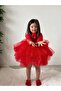 Girl's red tutu evening dress with butterfly - 8