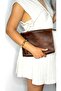 100% Real Leather Handmade Clucth Portfolio Bag Zippered Single Compartment Women's Men's Unisex Hand Bag - 5