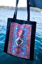 Black Blue Kilim Patterned Cloth Bag