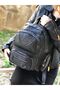 Samılon Multi-Pocket Wash Leather Women's Black Backpack - 4