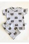 Baby Pajama Set Short Sleeve Shorts Gray Teddy Bear Pattern Printed Grimelange Newborn Kids Pajamas - 4