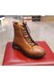 Women's Genuine Leather Orthopedic Non-Slip Waterproof Expandable Rubber Laced Tan Casual Boots - 3
