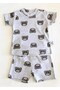 Baby Pajama Set Short Sleeve Shorts Gray Teddy Bear Pattern Printed Grimelange Newborn Kids Pajamas - 3
