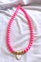 Heart Pendant Glass Bead Necklace - 2