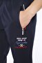 Men's Navy Blue Pocket Zippered Embroidery Detailed Straight Leg Sweatpants - 4