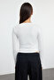 Siyah-Ekru İkili Paket Crop/Kısa Fitted/Vücuda Oturan  Örme Bluz TWOAW25BZ00061 - 3