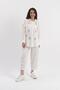 High Waist Straw Belted Linen Baggy Trousers with Pockets - Ecru - 2