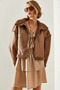 Women's Tan Sleeve Pleated Detail Laminated Bark Coat 2335 60101004 - 2