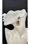 Ethnic Female Earrings with Handmade Ceramic Bead Brass Apparatus - 2