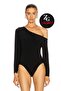 Women's Black One-Shoulder Silk Jersey Bodysuit with Shoulder Detail