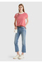 Women's Light Blue Stretch Cotton Cutout Wide Leg Denim Pants - 3