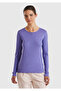 Women's Purple Basic Crew Neck Long Sleeve T-Shirt