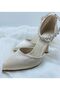 Women's Evening Dress Shoes with Satin Ankle Stone Detail - 5