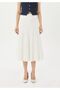 A-Line Ecru Color Midi Length Flared Skirt - 2