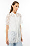 Women's Lace Front Buttoned Short Sleeve Tunic 5100 Ecru - 2