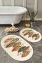 Non-Slip Base Washable Dust Stain Resistant 2-Piece Oval Toilet Bathroom Mat Set